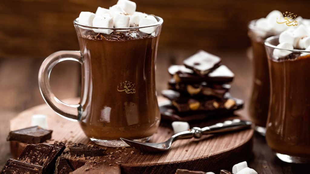 Creamy Hot Chocolate served in a ceramic cup at Shaghf VA Café