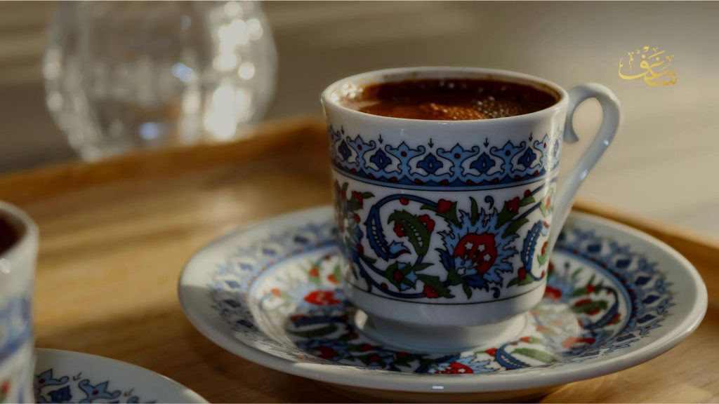 Close-up of the best Turkish coffee in Alexandria VA, showcasing finely ground coffee, rich foam, traditional preparation, authentic serving style, and a cozy café ambiance for true coffee lovers.