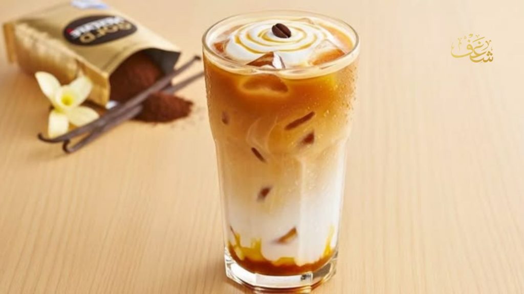 Best caramel frappe near me in Manassas with creamy blended ice, rich caramel flavor, and topped with whipped cream drizzle.