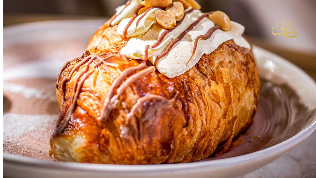 Best Nutella croissant near me in Manassas by ShaghfVA Cafe with flaky layers and rich chocolate hazelnut filling.